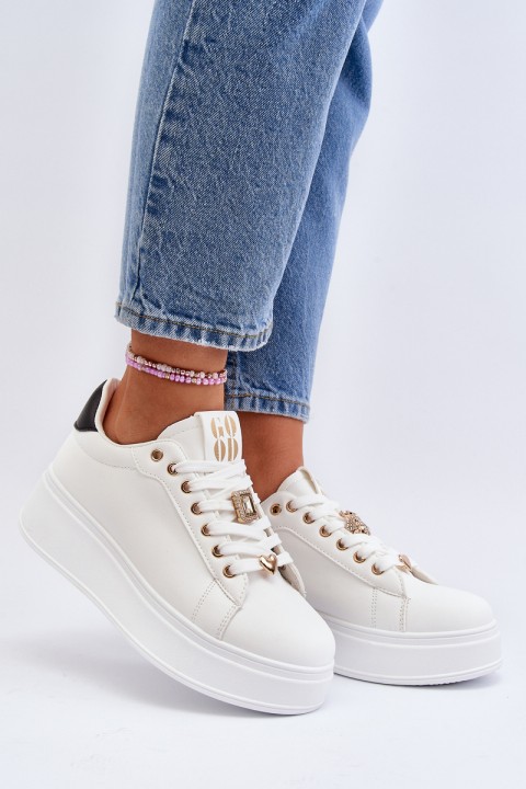 Women's platform sneakers with white embellishments Herbisa