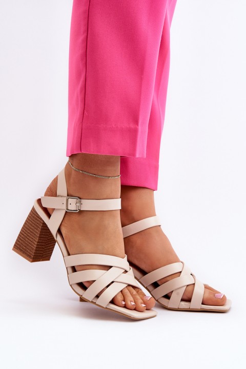 Women's Beige Sandals on a Heel Opifiana