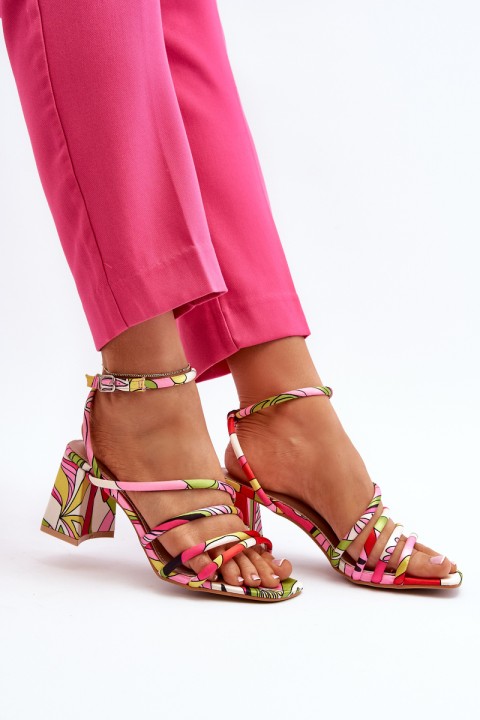 Patterned Sandals on Stiletto Multicolor Jenglla