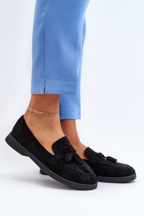 Women's Suede Moccasins Black Dansitu