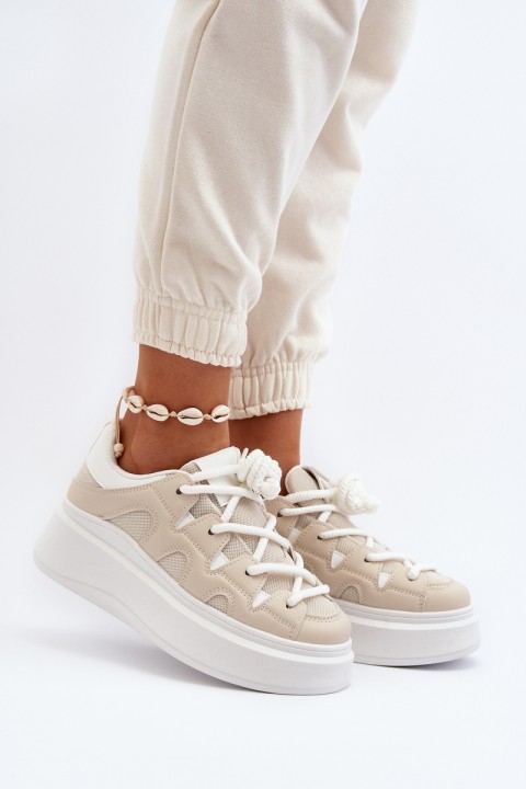 Women's sneakers with chunky lacing beige Vinali