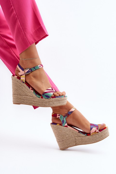 Patterned Wedge Sandals with Multicolor Braided Anihazra