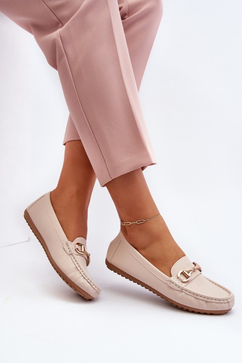 Women's Classic Eco Leather Moccasins in Beige Demese