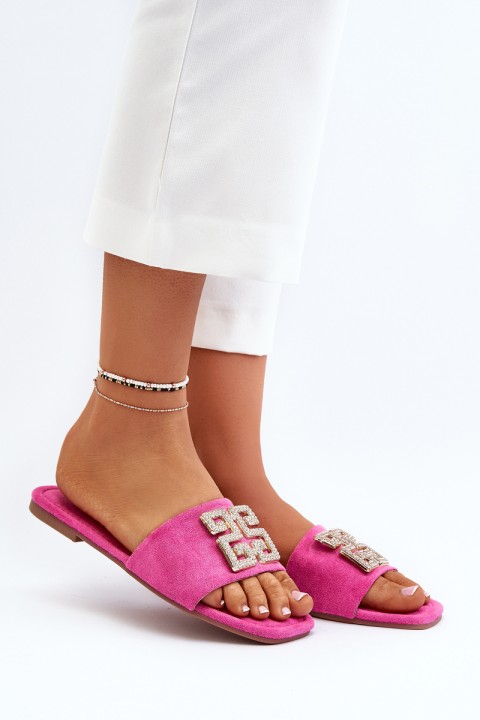 Women's Flat Sandals with Ornament Fuchsia Inaile