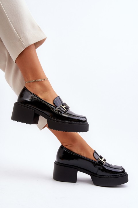 Women's Loafers on Chunky Heel Black Ridulvi