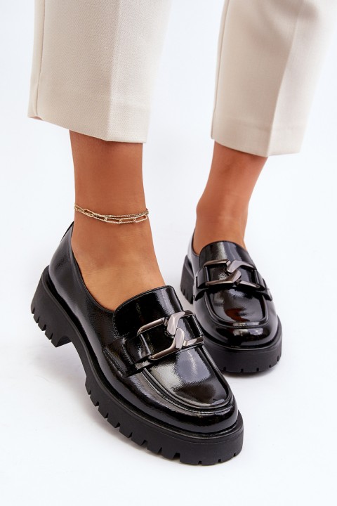 Black Ladies' Patent Loafers Santtes