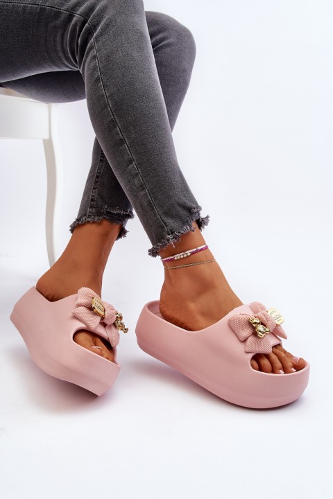 Women's Foam Flip Flops with Bow Pink Salessa