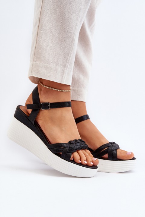 Black Wedge Sandals Esinna