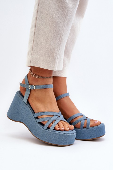 Blue Platform Sandals and Wedges Oporia