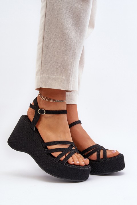 Black Platform Sandals and Wedges Oporia