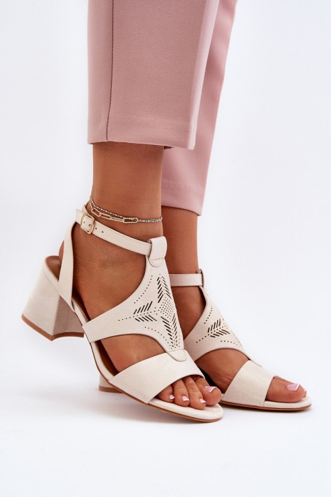 Beige Low Heel Sandals Eleriva