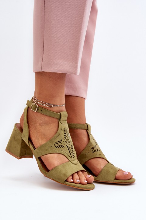 Low Heel Green Sandals Eleriva