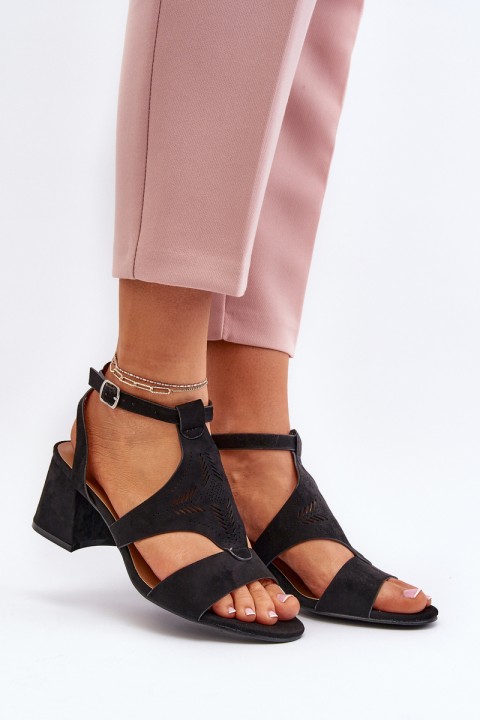 Black Low Heel Sandals Eleriva