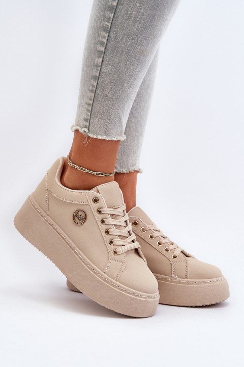 Women's platform sneakers in beige Eshen