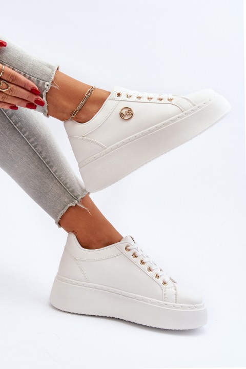 White Women's Low Platform Sneakers Telirra