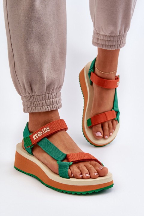 Women's Platform and Wedge Sandals Big Star NN274A053 Green-Orange