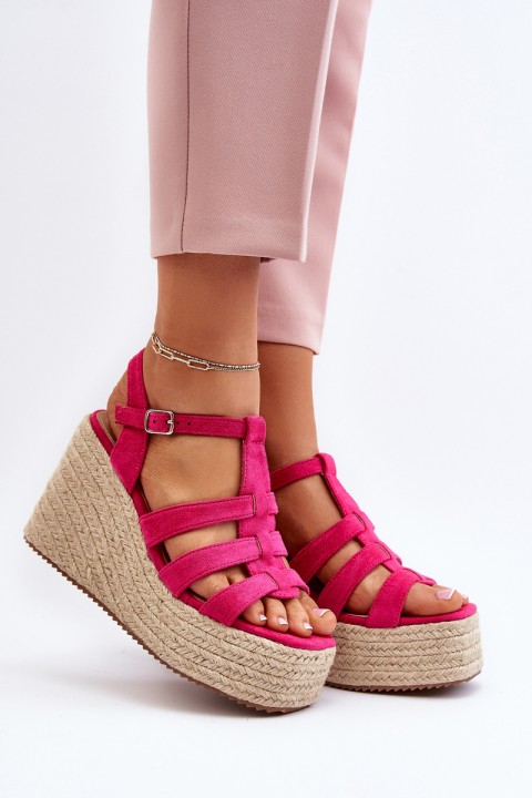 Wedge Sandals with Braided Strap Fuchsia Gnosis