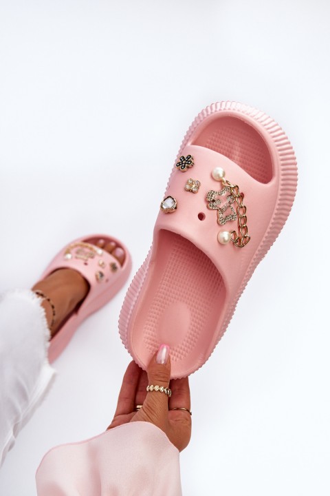 Women's Foam Flip-Flops with Pink Decorations Afariana