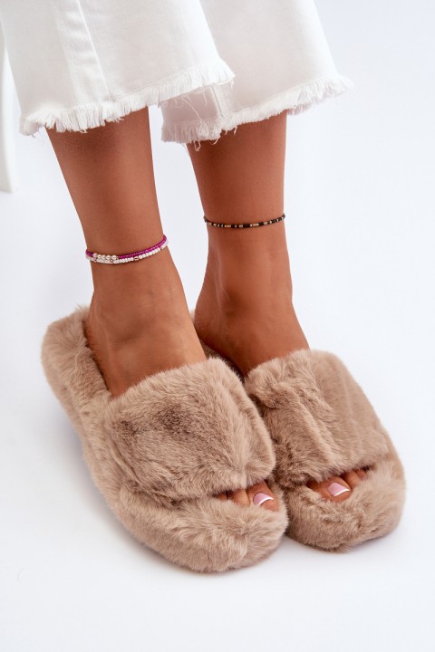 Women's Fur Slippers Beige Stepia