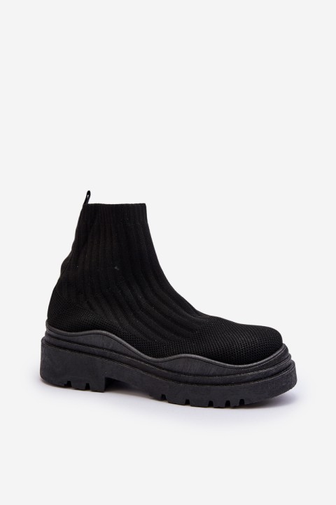 Black women's sock boots with chunky sole Elipara