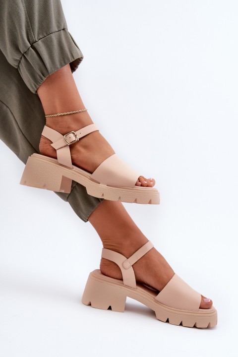 Women's Sandals on Chunky Heel Nude Dottiassa