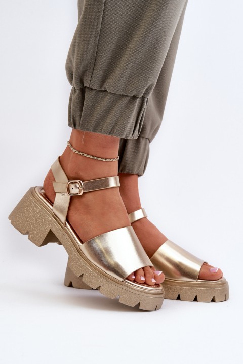 Women's Sandals on Chunky Heel Gold Dottiassa