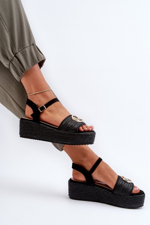 Women's Wedge Sandals with Black Braided Esalena