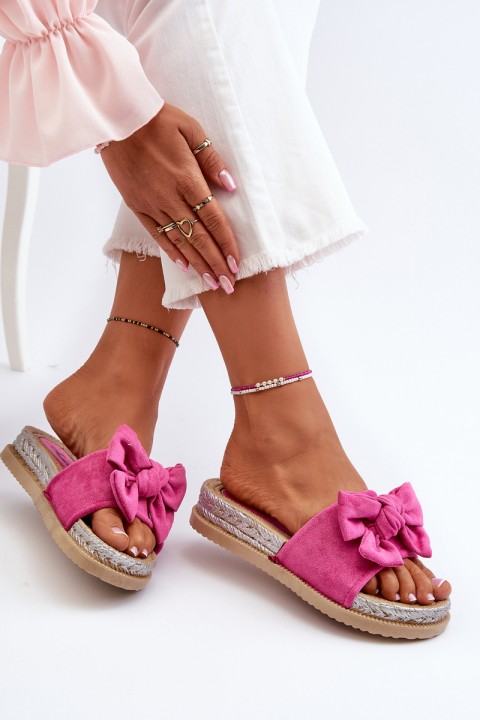 Women's Platform Slides with Bow Fuchsia Aflia