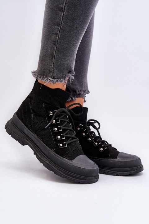 Women's Sneakers with Elastic Upper Black Kalyne