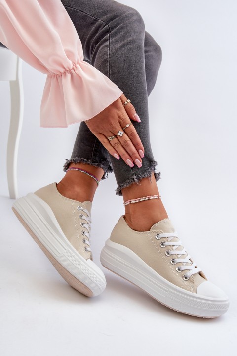 Women's sneakers on a chunky platform beige Amyete