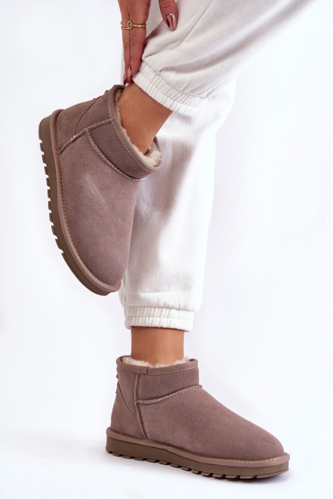 Women's Suede Low Snow Boots Grey Shelie
