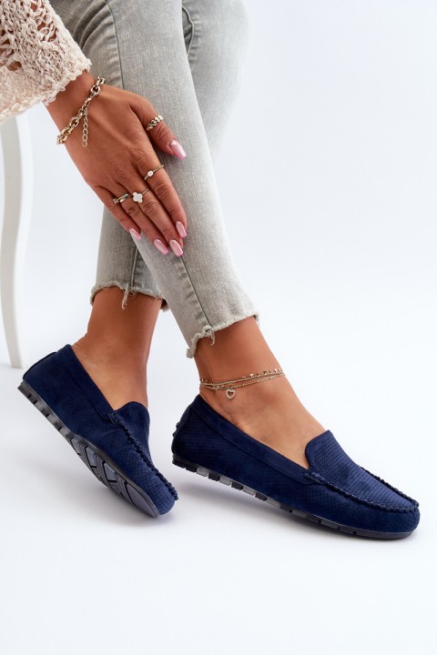 Women's Navy Suede Moccasins Ranica