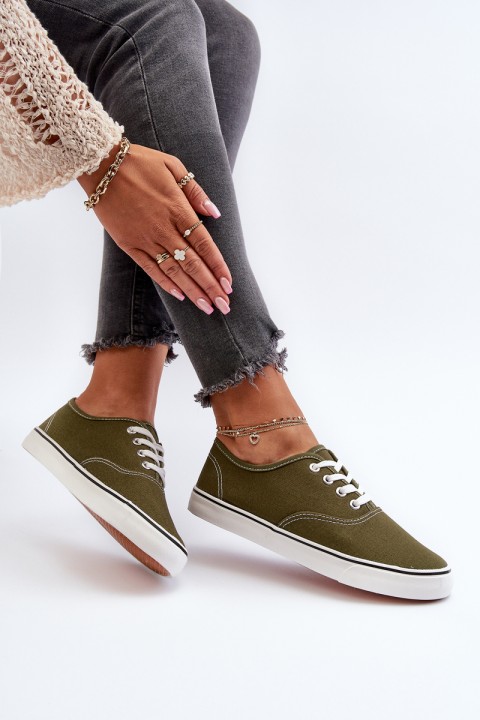 Women's Classic Dark Green Canvas Sneakers Olvali