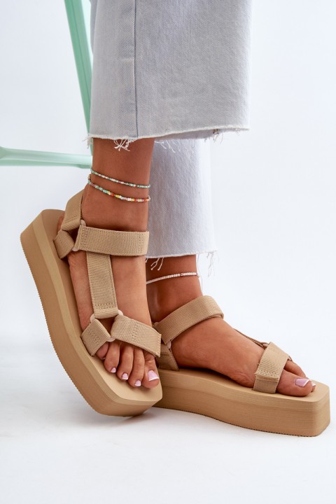 Women's Platform Sandals in Beige Edireda