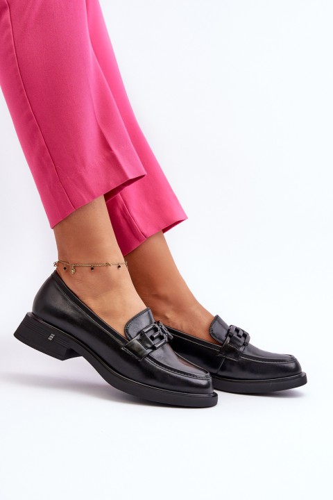 Elegant Black Leather Women's Moccasins Triana