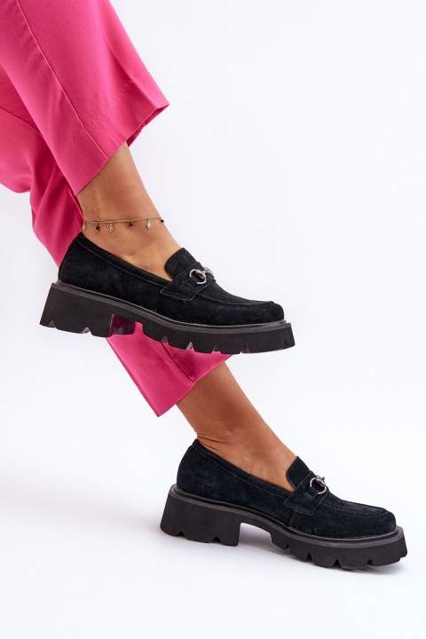 Massive Women's Suede Moccasins Black Neloria