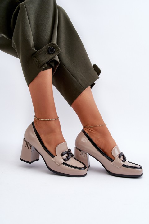 Women's Patent Leather Pumps in Beige D&A MR38-973