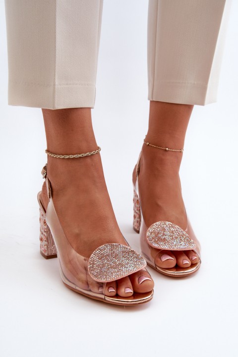 Transparent Sandals with Stiletto Heel Pink Gold D&A MR38-112