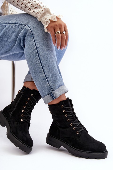 Women's Zip Up Ankle Boots Black Ninsuni