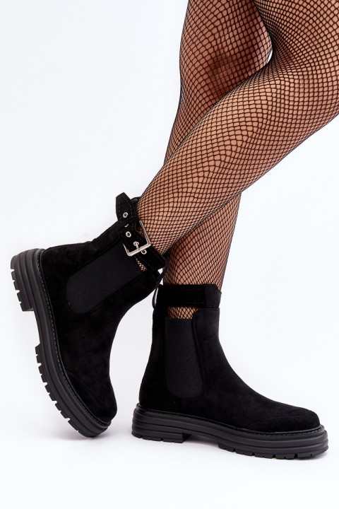 Suede Ankle Boots On Massive Sole Black Ozaro