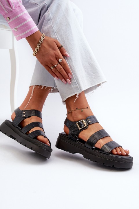 Women's sandals on a chunky sole black Nicarda