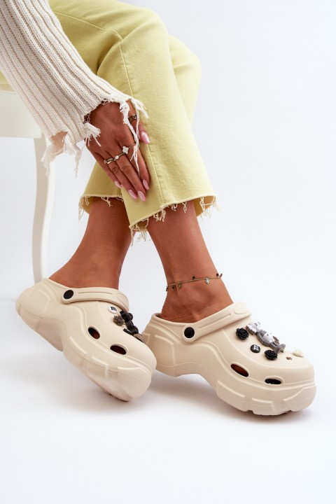 Foam Women's Lightweight Clogs on Chunky Sole Beige Matirra