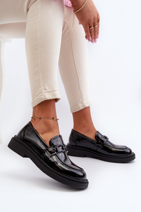 Black patent leather women's moccasins Keelana