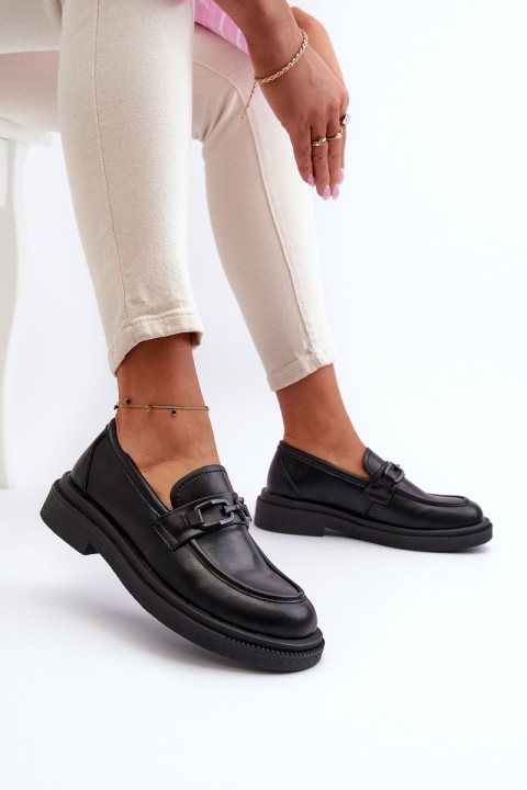 Black Women's Leather Moccasins Keelana