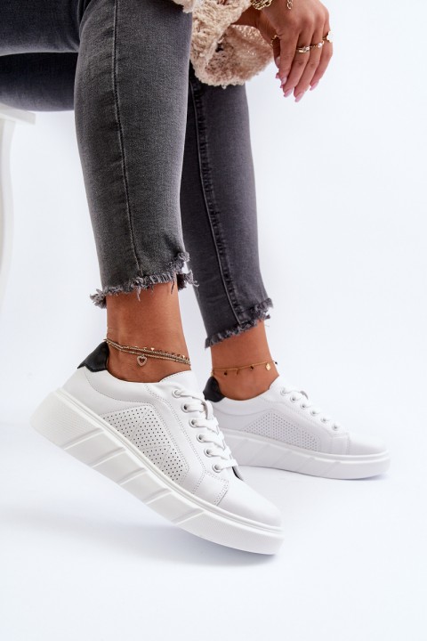 Women's White Leather Platform Sneakers Gatira