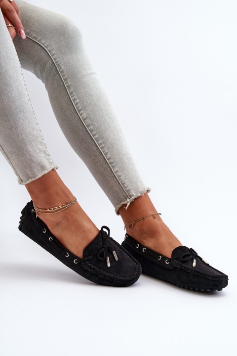 Women's Moccasins in Eco Suede Black Anemilda