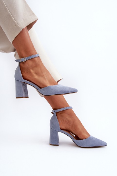High Heel Pumps with Pointed Toe Eco Suede Blue Halene