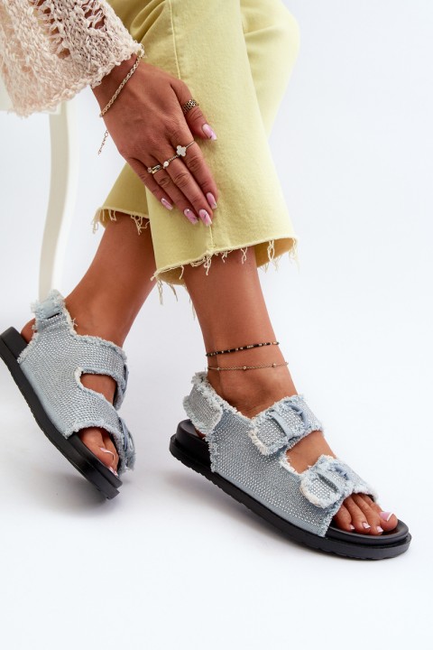 Blue Women's Embellished Denim Sandals Irmale