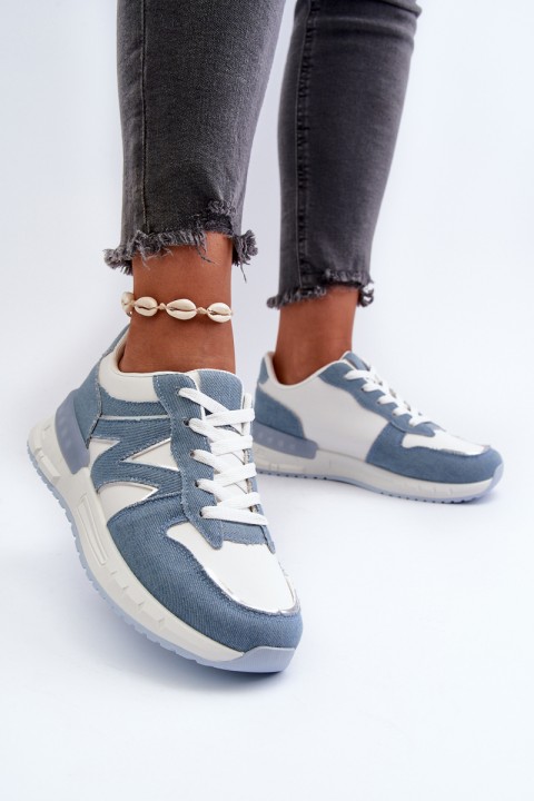Women's Denim Sneakers Made of Eco Leather Blue Kaimans