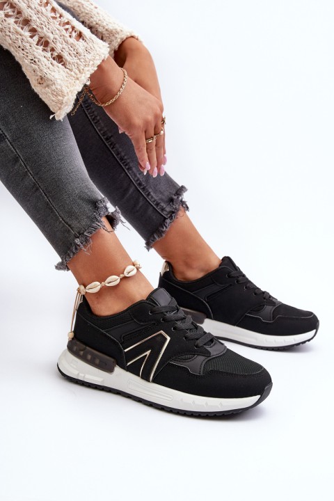 Women's Sneakers Made of Faux Leather Black Vinelli